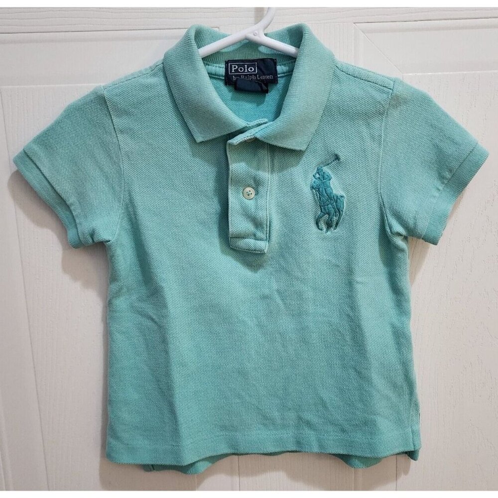 Polo by Ralph Lauren Light Blue Big Embroidered Pony Logo Polo Shirt Size 12M
